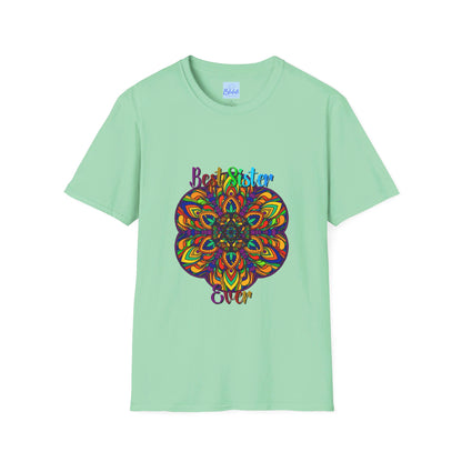 Mandala art gift for sister unisex softstyle t-shirt with intricate hand-drawn design