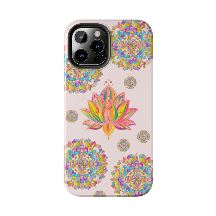 Light pink lotus flower mandala design phone case, protective cover for smartphones