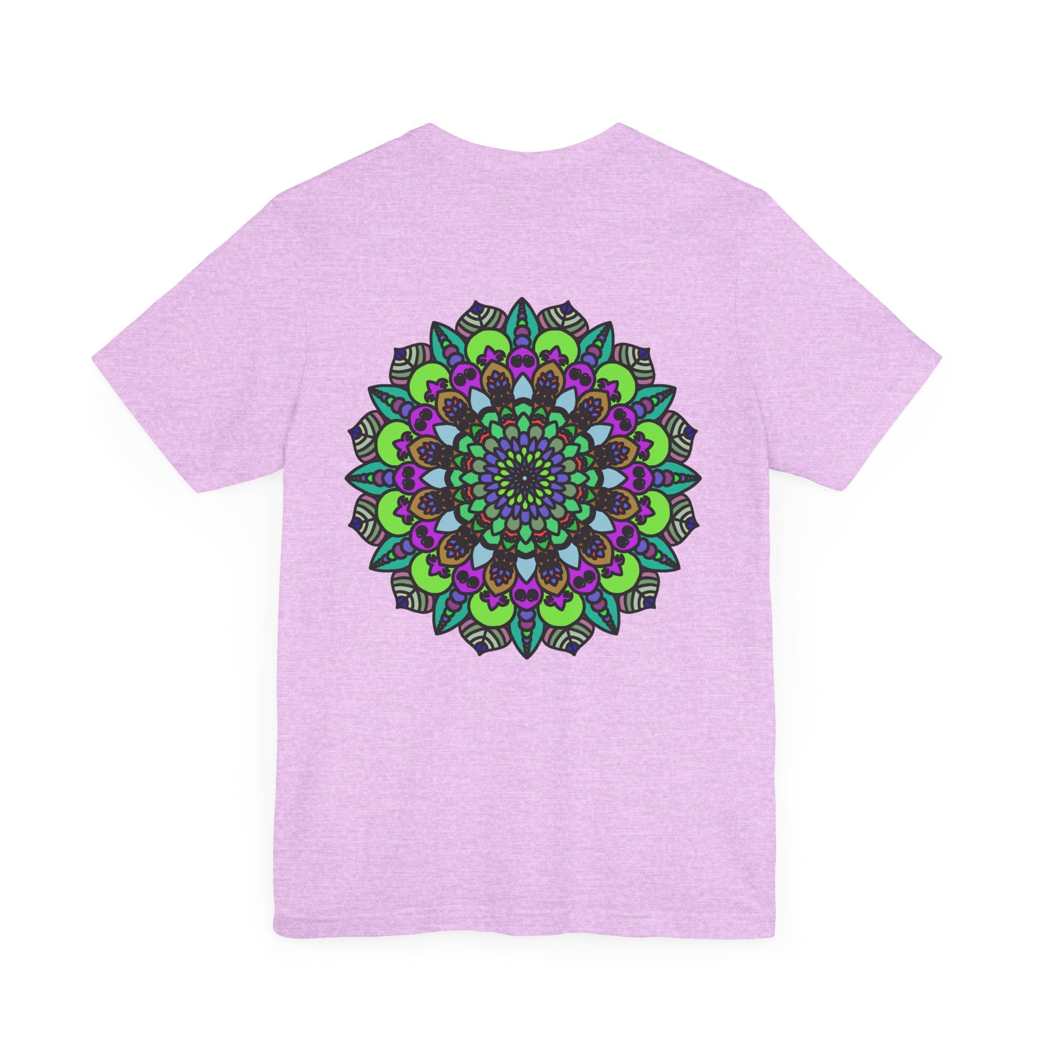 Vibrant blue Mandala Peace Tee with intricate spiritual design promoting inner harmony and peaceful energy