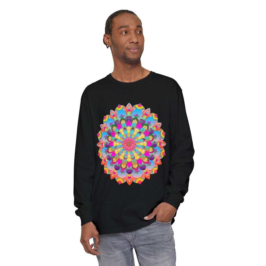 Colorful Mandala Long Sleeve T-Shirt - Psychedelic Art 49