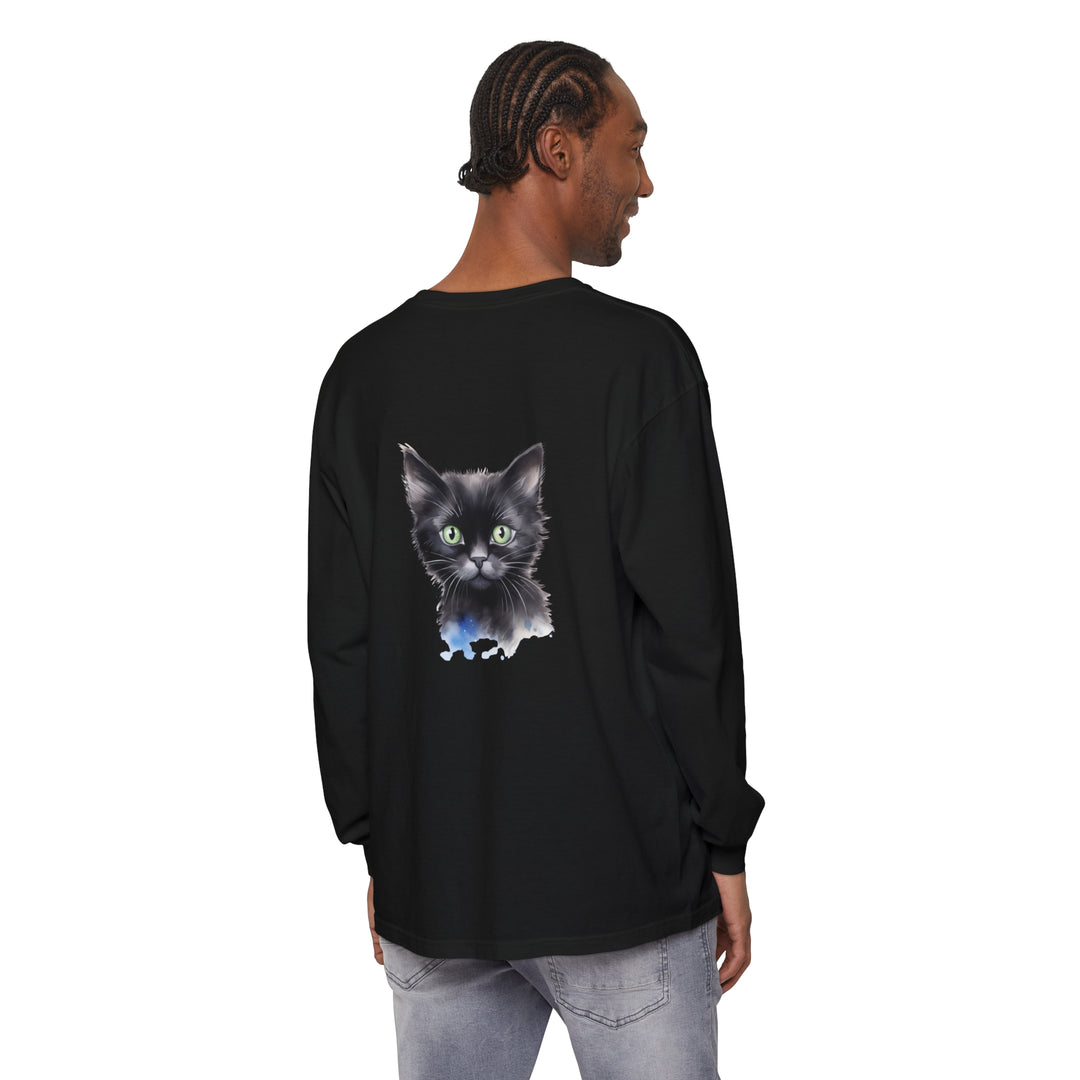 Black Cat Watercolor Unisex T-Shirt featuring a vibrant watercolor print of a black cat on a high-quality, comfortable unisex t-shirt