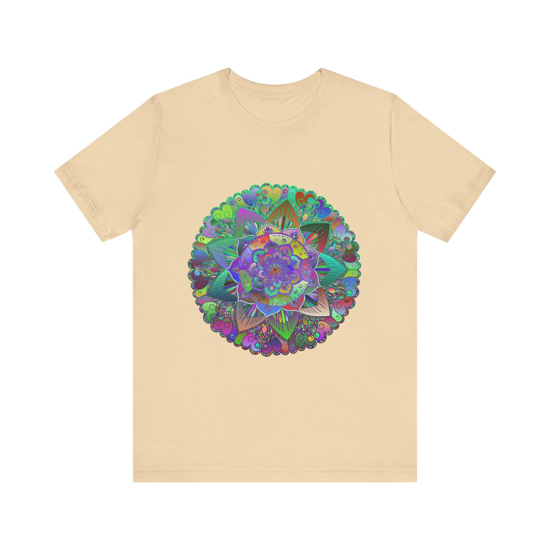 Vibrant Mandala Tee featuring a colorful and psychedelic design perfect for free-spirited individuals looking to make a bold fashion statement