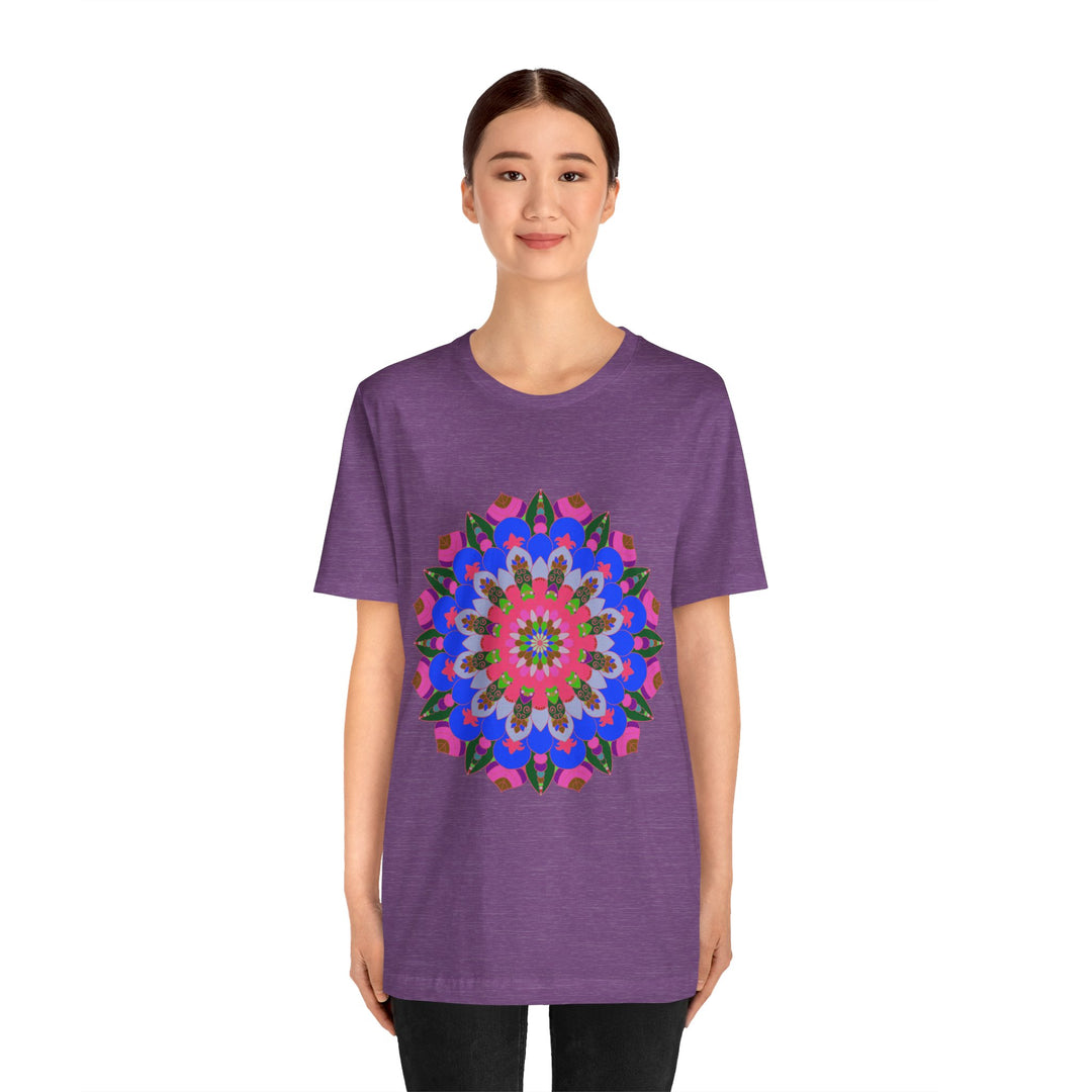 Vibrant and intricate mandala geometric design printed on a t-shirt