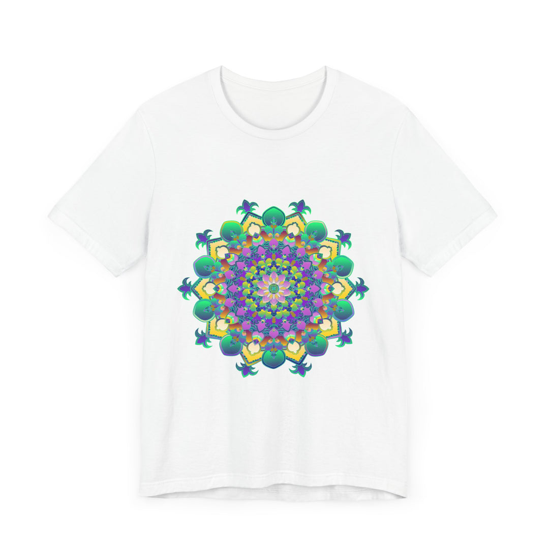 Colorful Mandala Meditation Tee featuring vibrant colors and intricate design promoting peace, tranquility, and mindfulness during meditation and relaxation