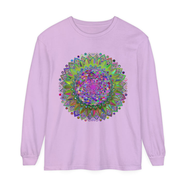 Long sleeve t-shirt featuring a bright and eye-catching mandala design