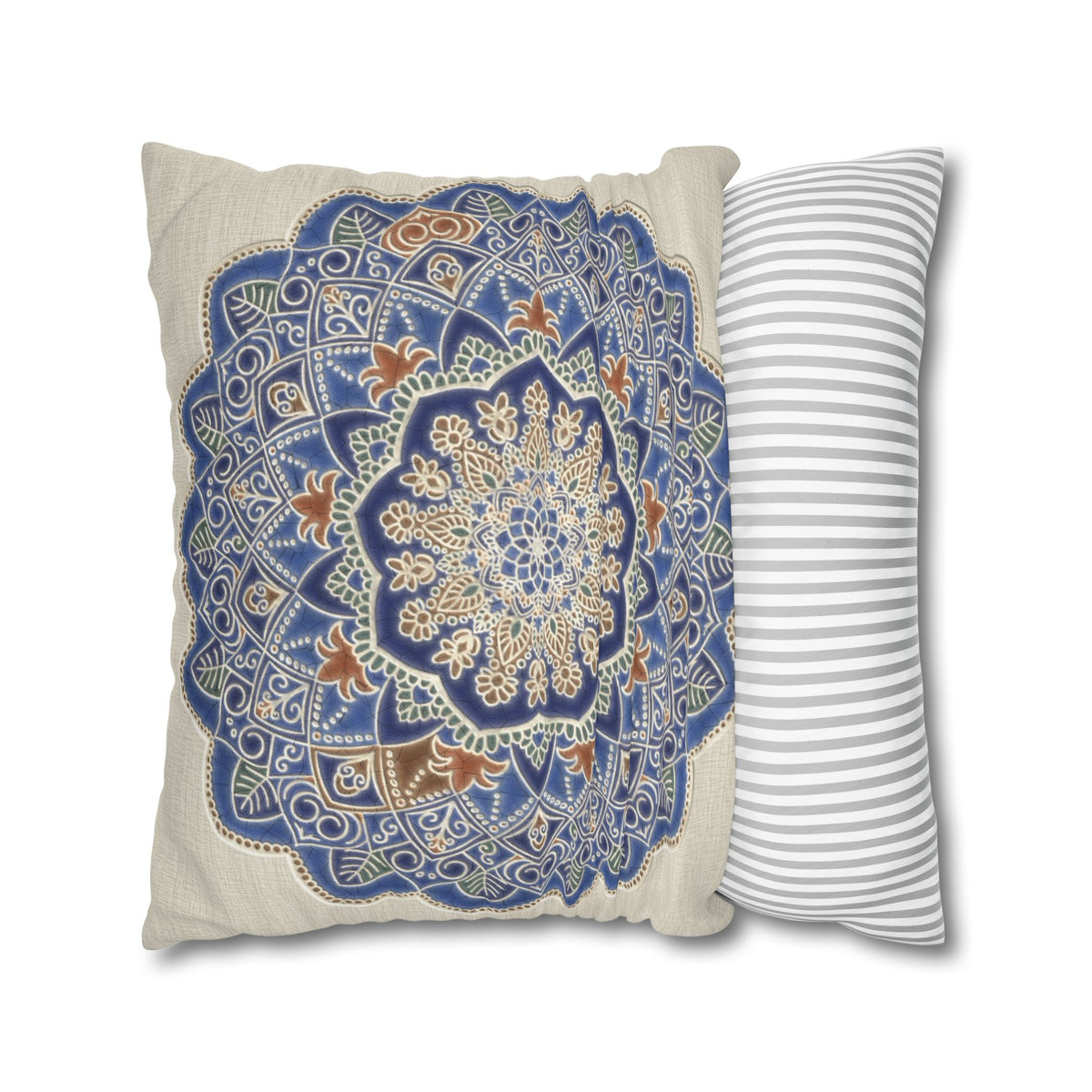 Federe quadrate Mandala blu
