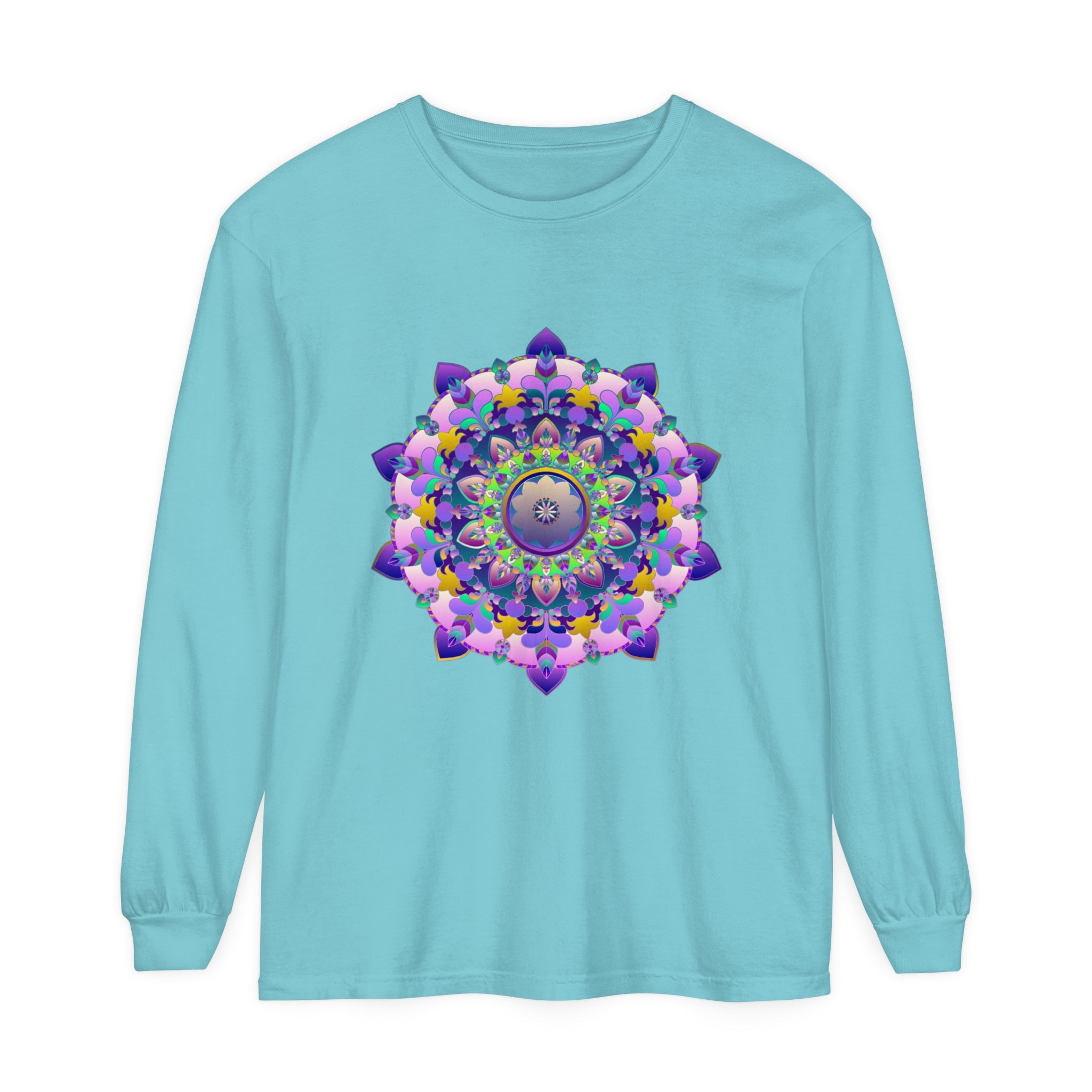 Colorful mandala design long sleeve unisex t-shirt for vibrant style