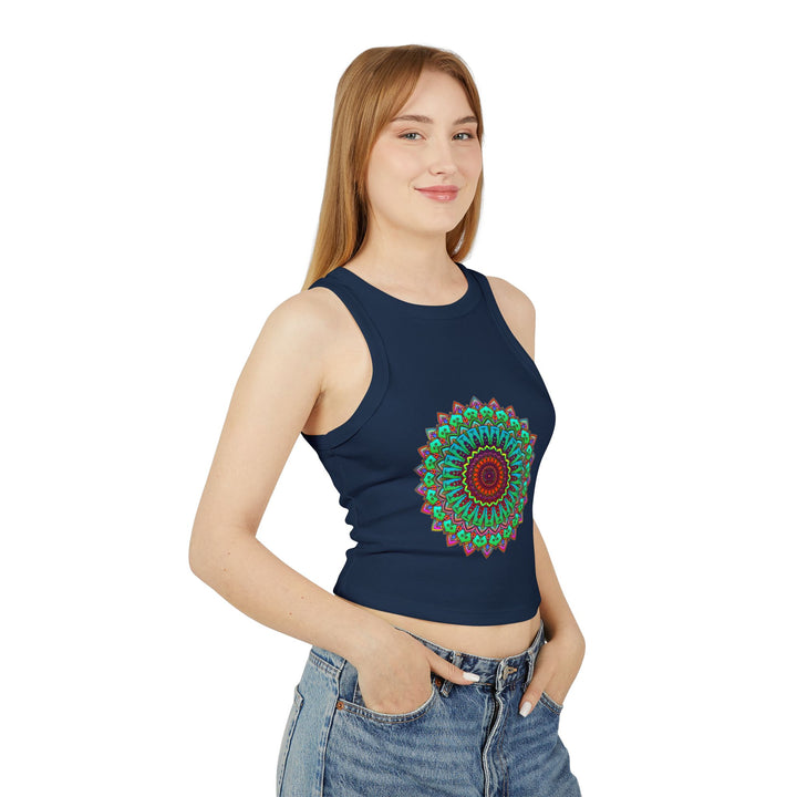 Vibrant Mandala Racerback Tank Top in Multicolor for Women's Yoga Wear