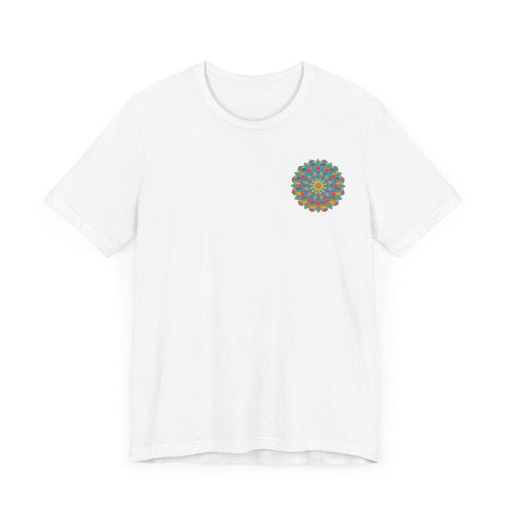 Colorful and intricate psychedelic mandala design T-shirt representing spiritual peace and harmony