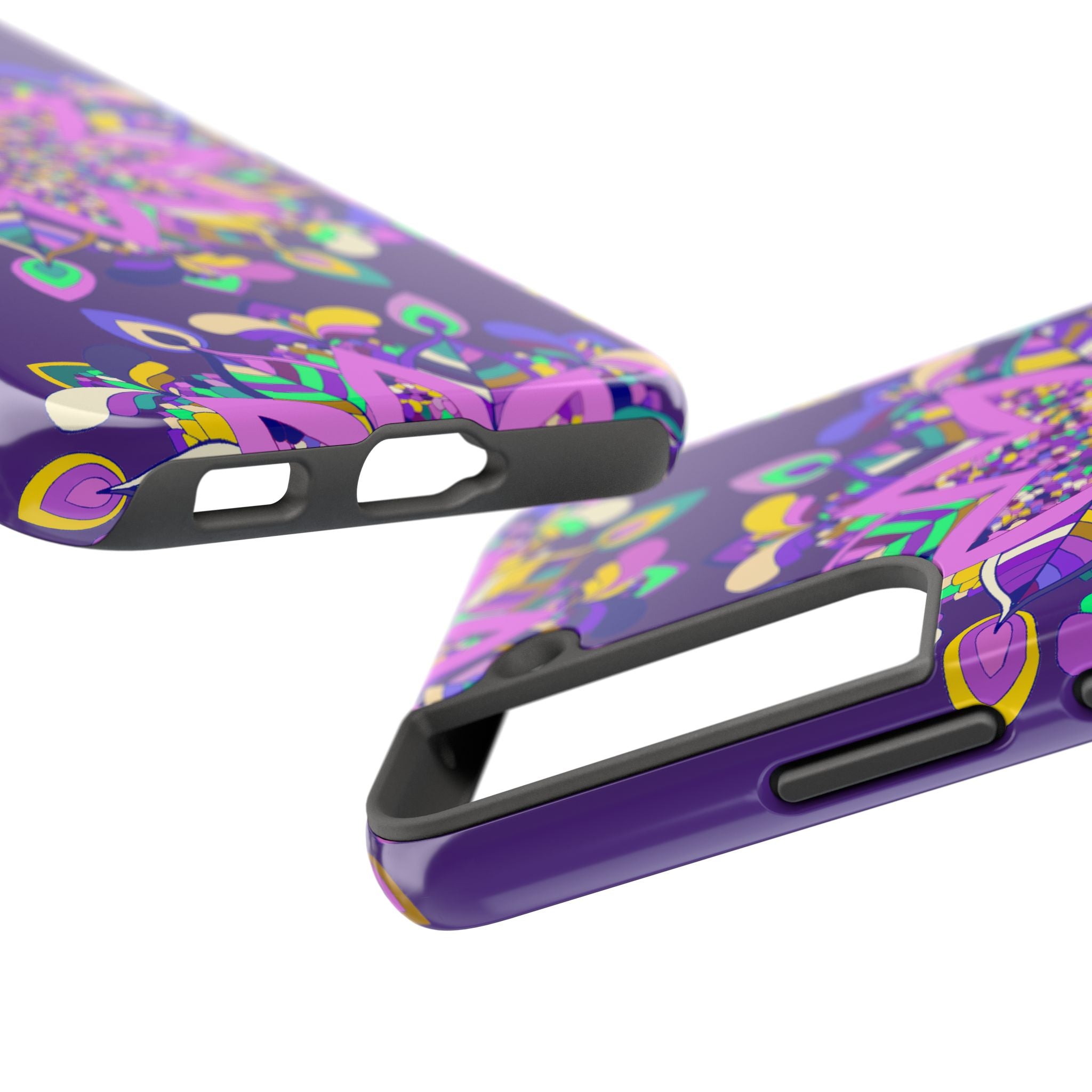 Hand drawn purple Mandala Art iPhone X/XS phone case with intricate floral and geometric design