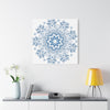 Handmade Mandala Art with Steel Blue Mandala Design Wall Art on Matte Canvas, Stretched to 125 inches for a beautiful and unique home decor piece