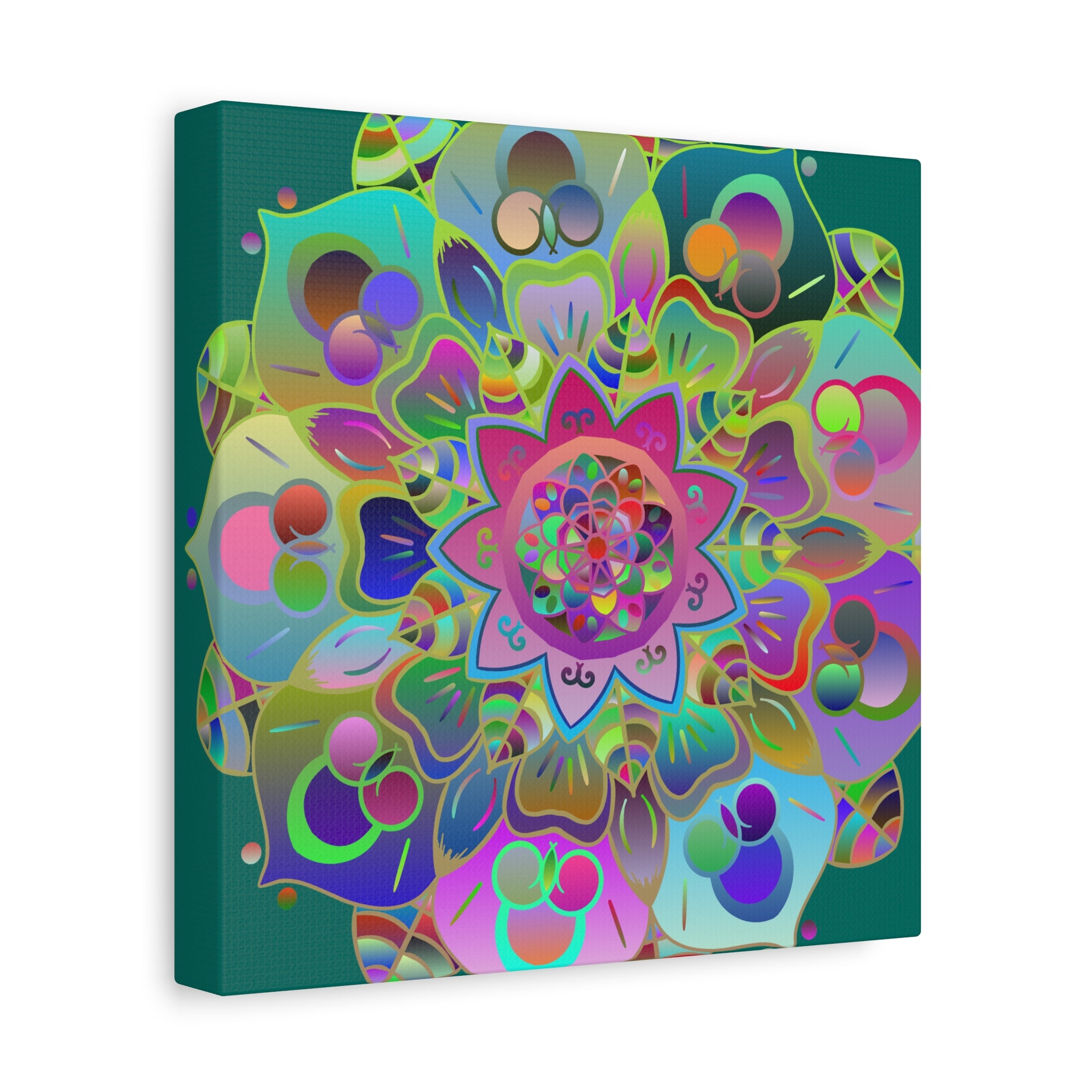 Vibrant Mandala Matte Canvas Wall Art — Colorful Boho Stretched Canvas