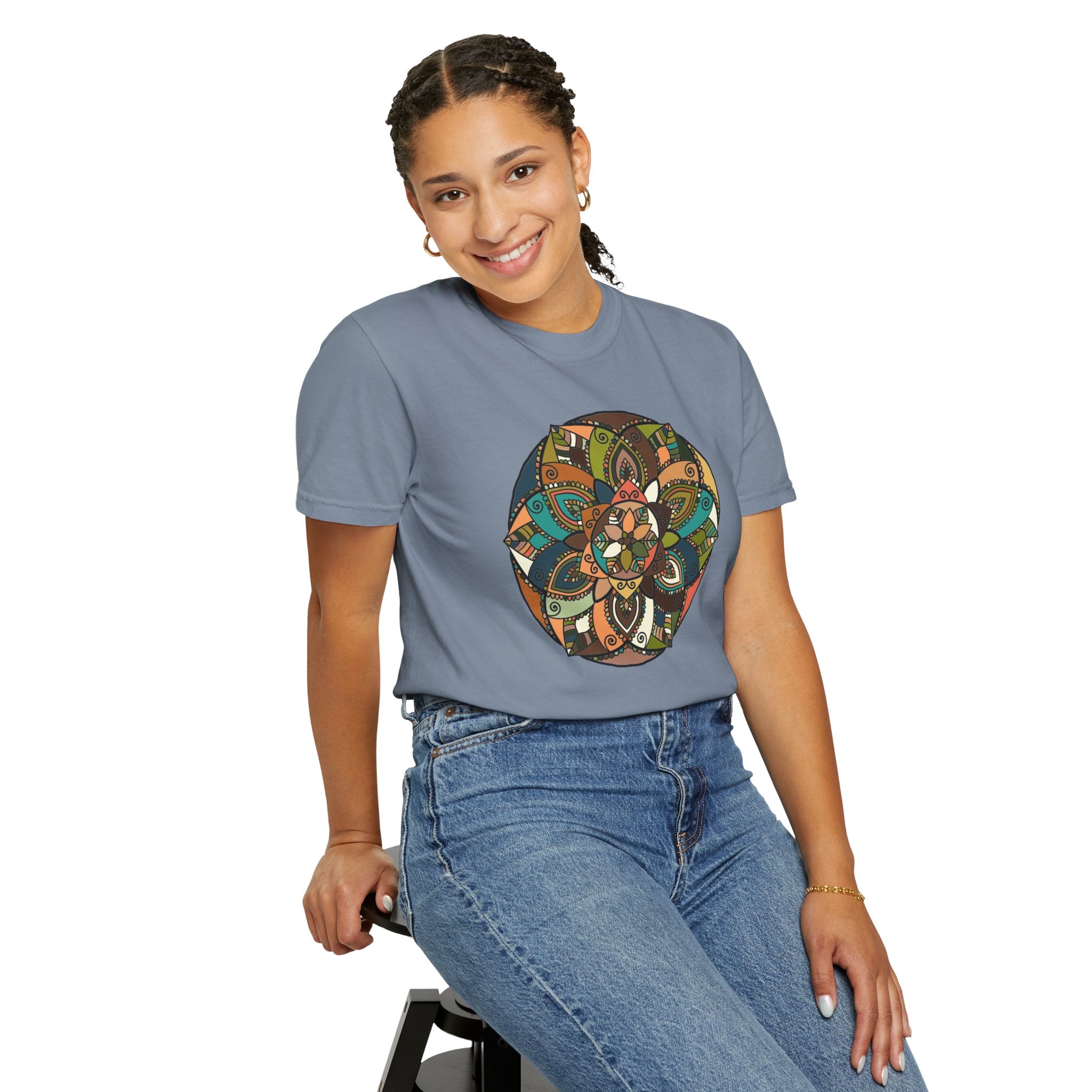Mandala Earth Flora T-Shirt — Earthy Tones Geometric Art Tee