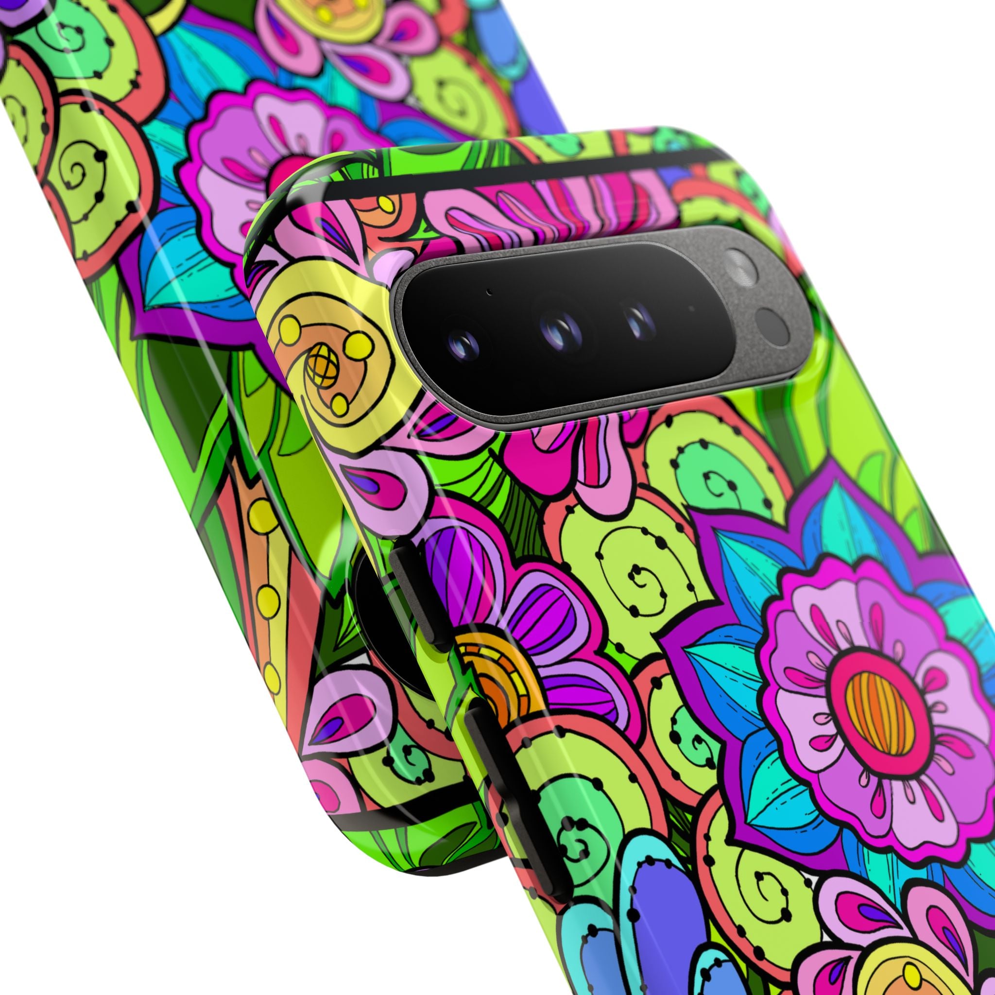 Floral Fantasy iPhone and Google Pixel Case in Bright Green Palette