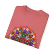 Unisex Mandala T-Shirt made from 100% Ring-Spun Cotton, hand-drawn Mandala Art, and garment-dyed for extra comfort, ideal for both men and women