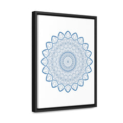 Vertical frame steel blue Mandala handmade art gallery canvas wraps with intricate design