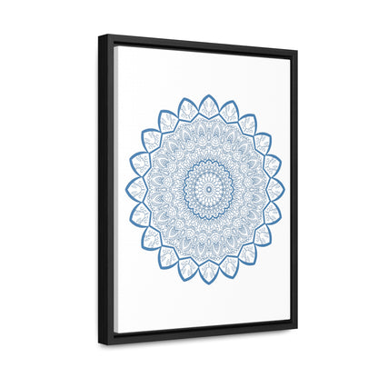 Vertical frame steel blue Mandala handmade art gallery canvas wraps with intricate design