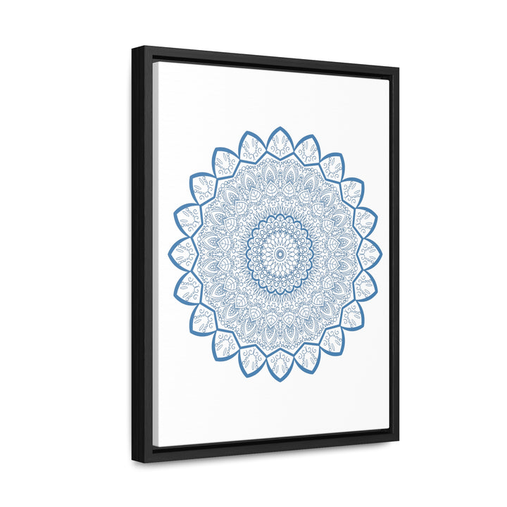 Vertical frame steel blue Mandala handmade art gallery canvas wraps with intricate design