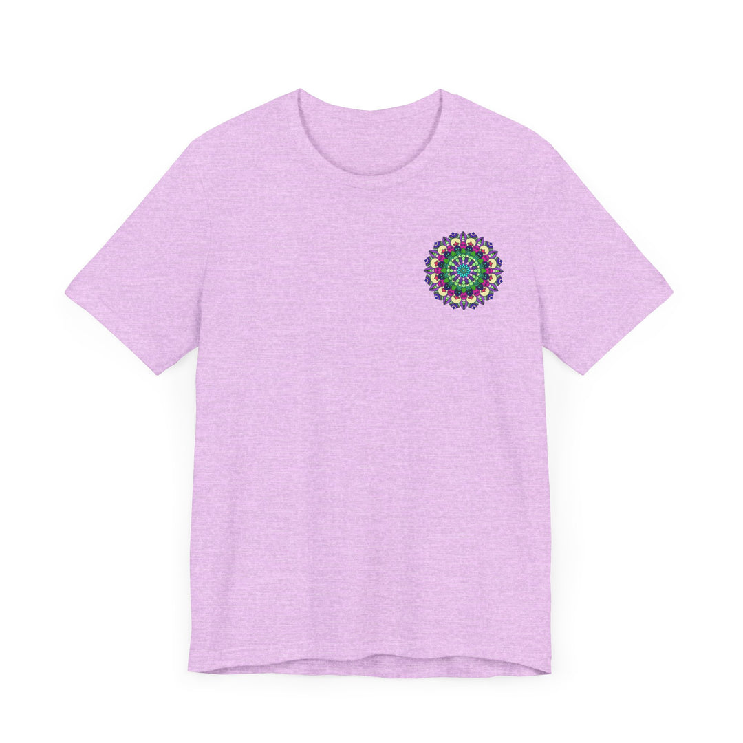 Colorful mandala tee with intricate designs representing spiritual peace and harmony for a balanced and tranquil lifestyle