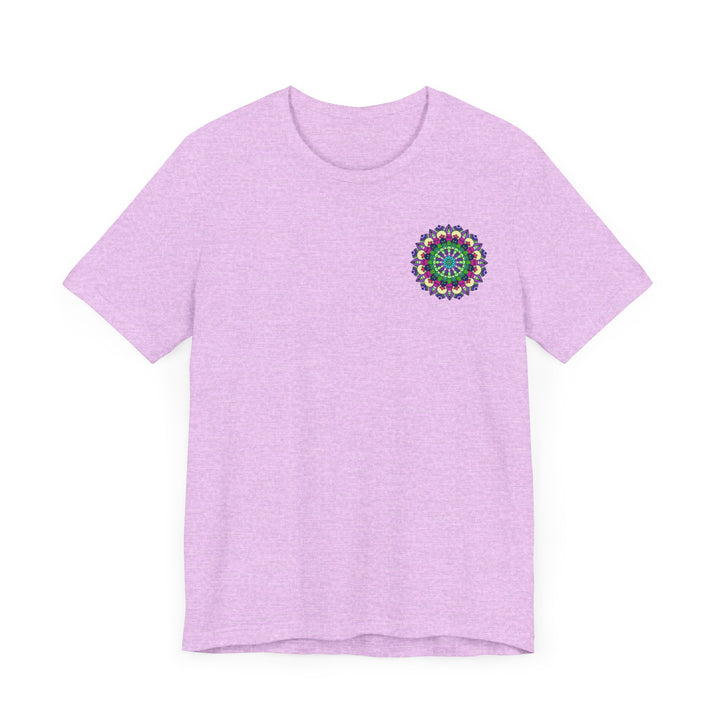 Colorful mandala tee with intricate designs representing spiritual peace and harmony for a balanced and tranquil lifestyle