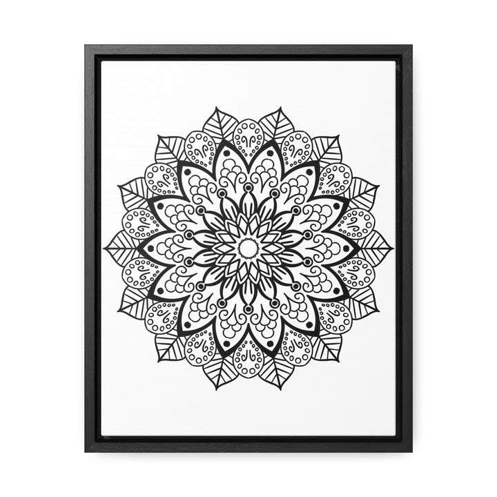 Mandala Handmade Art - Black & White Wall Art - Gallery Canvas Wraps, Vertical Frame - Intricate Handcrafted Mandala Design on High-Quality Stretched Canvas