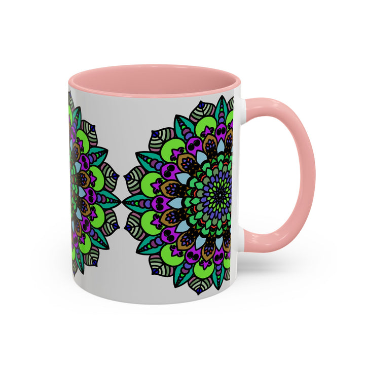 Intricate and colorful mandala art pattern on ceramic mug