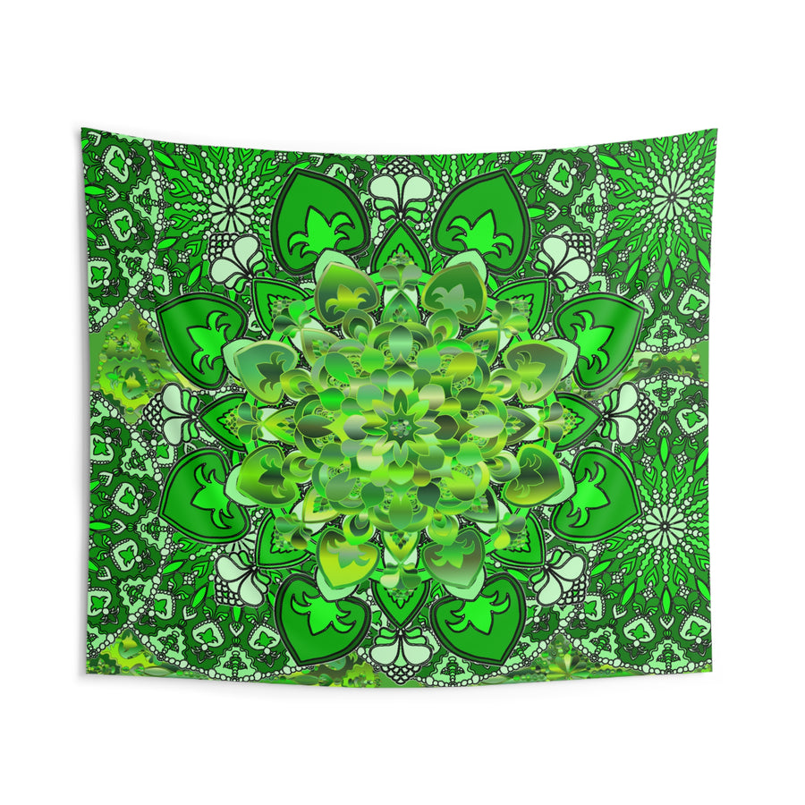Green Mandala Wall Tapestry - Bohemian Psychedelic Bedroom Decor