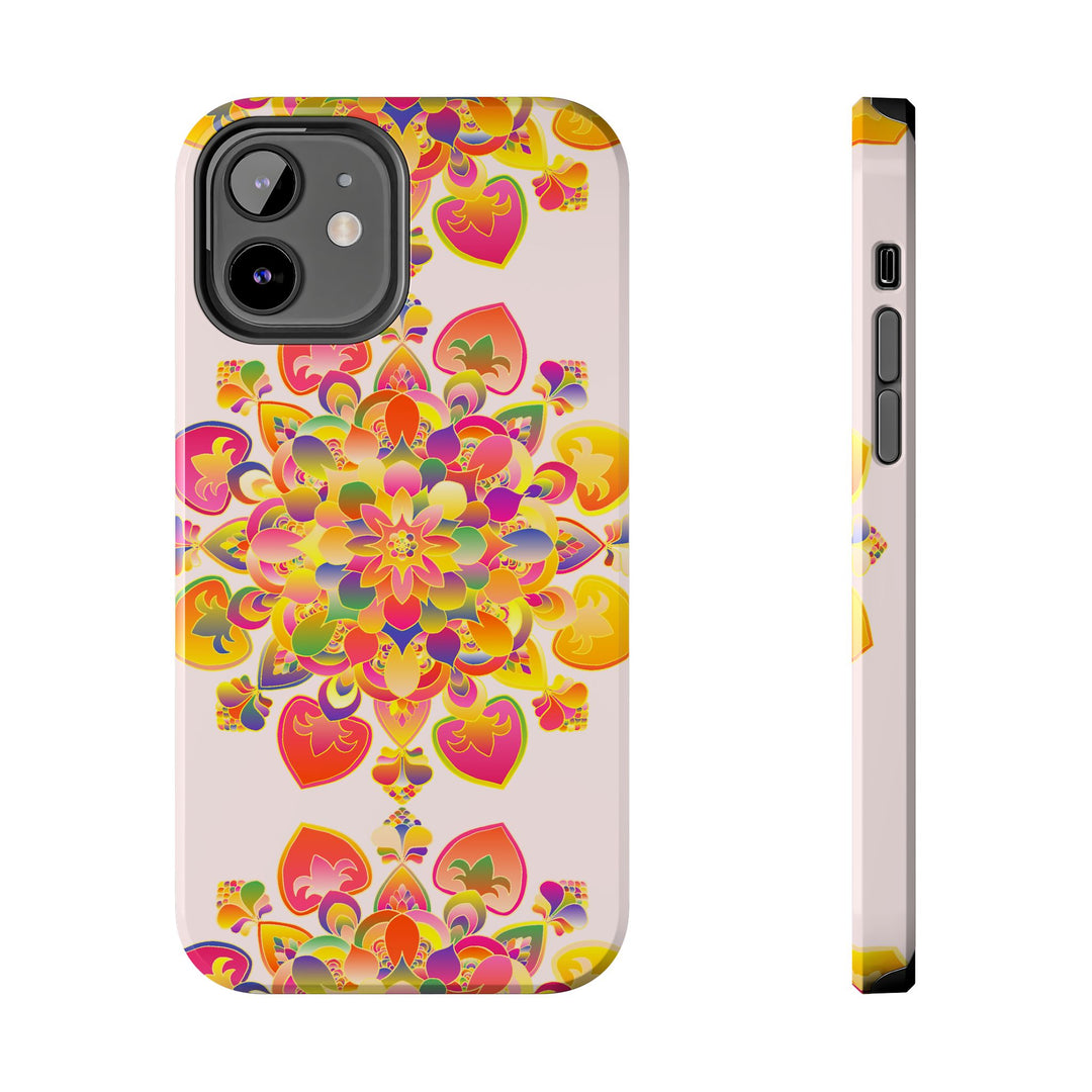 Hand drawn mandala art phone case featuring intricate floral and geometric designs, perfect for protecting your smartphone with unique and stylish artwork