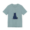 Black Cat Mystery T-Shirt - Simple & Cool: A black t-shirt with a mysterious and cool black cat design