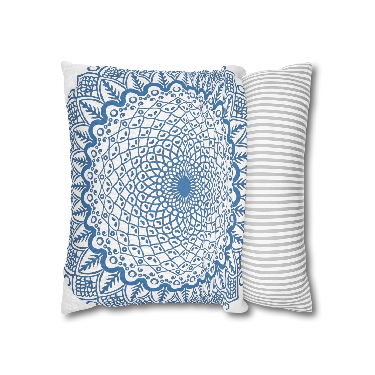 High-Quality Spun Polyester Pillowcase with Hand-drawn Mandala Art