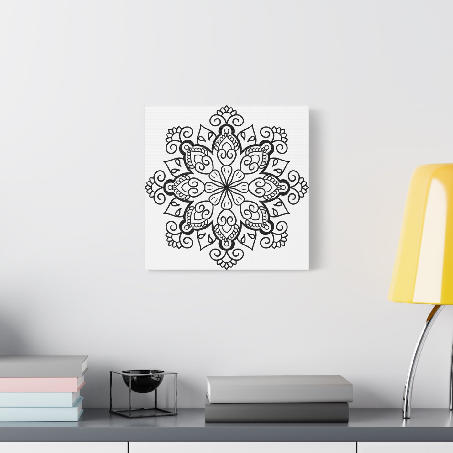 Handmade Mandala Art - Black & White Wall Art - Matte Canvas, Stretched, 125 - Intricately designed bohemian wall decor for home or office