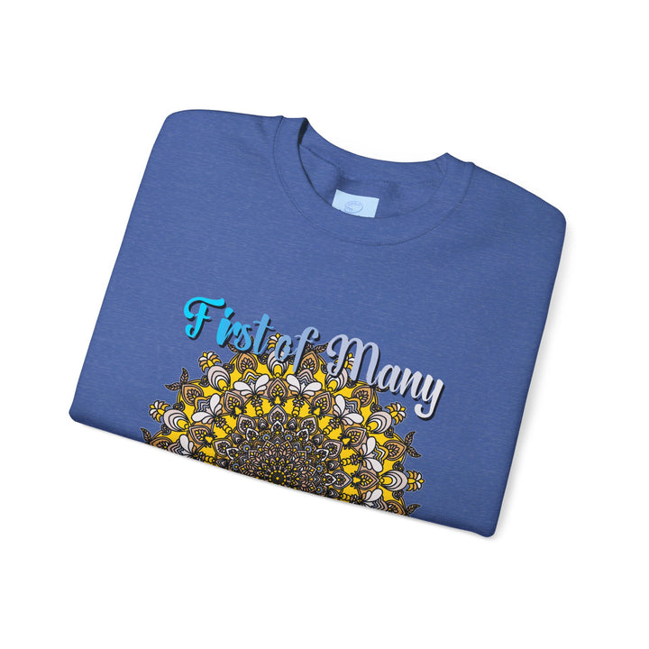 First Year Wedding Anniversary Gift - Unisex Heavy Blend™ Crewneck Sweatshirt featuring 'First of Many, Paper Anniversary' design