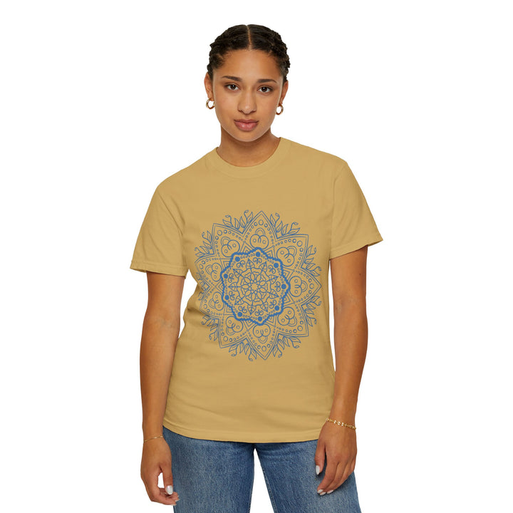 Handmade Mandala Art Tshirt - Unisex Garment-Dyed Tee in vibrant colors and intricate design, perfect for casual, artistic wear