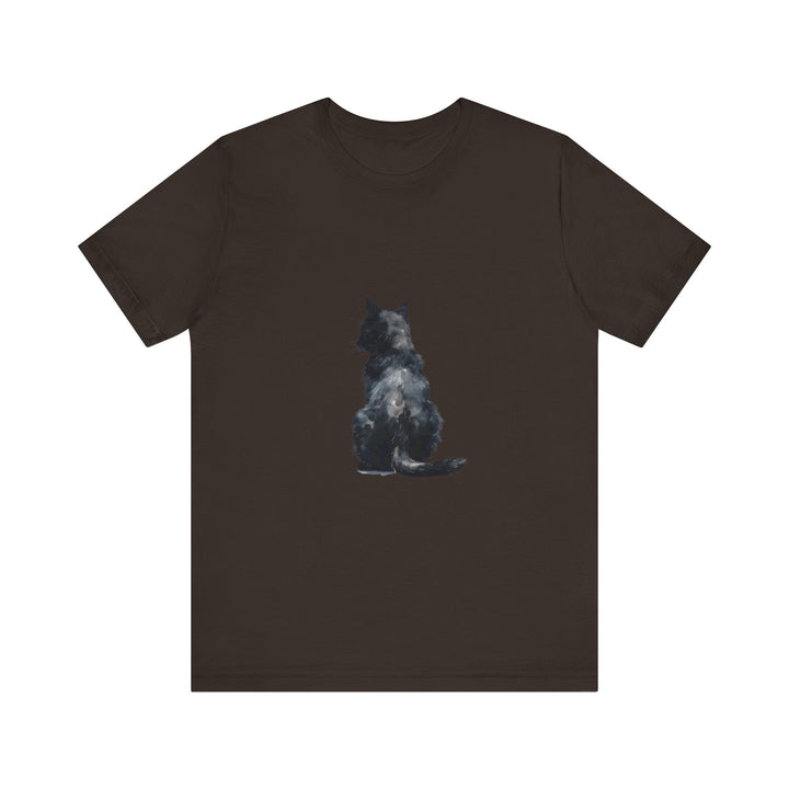 Black Cat Watercolor T-Shirt featuring a mystical design, perfect for cat lovers and fans of unique, artistic apparel