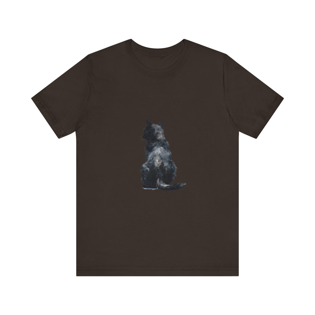 Black Cat Watercolor T-Shirt featuring a mystical design, perfect for cat lovers and fans of unique, artistic apparel