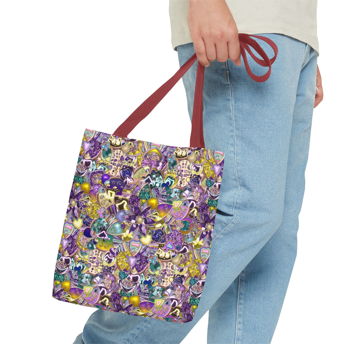 Colorful Purple Floral Pattern Tote Bag