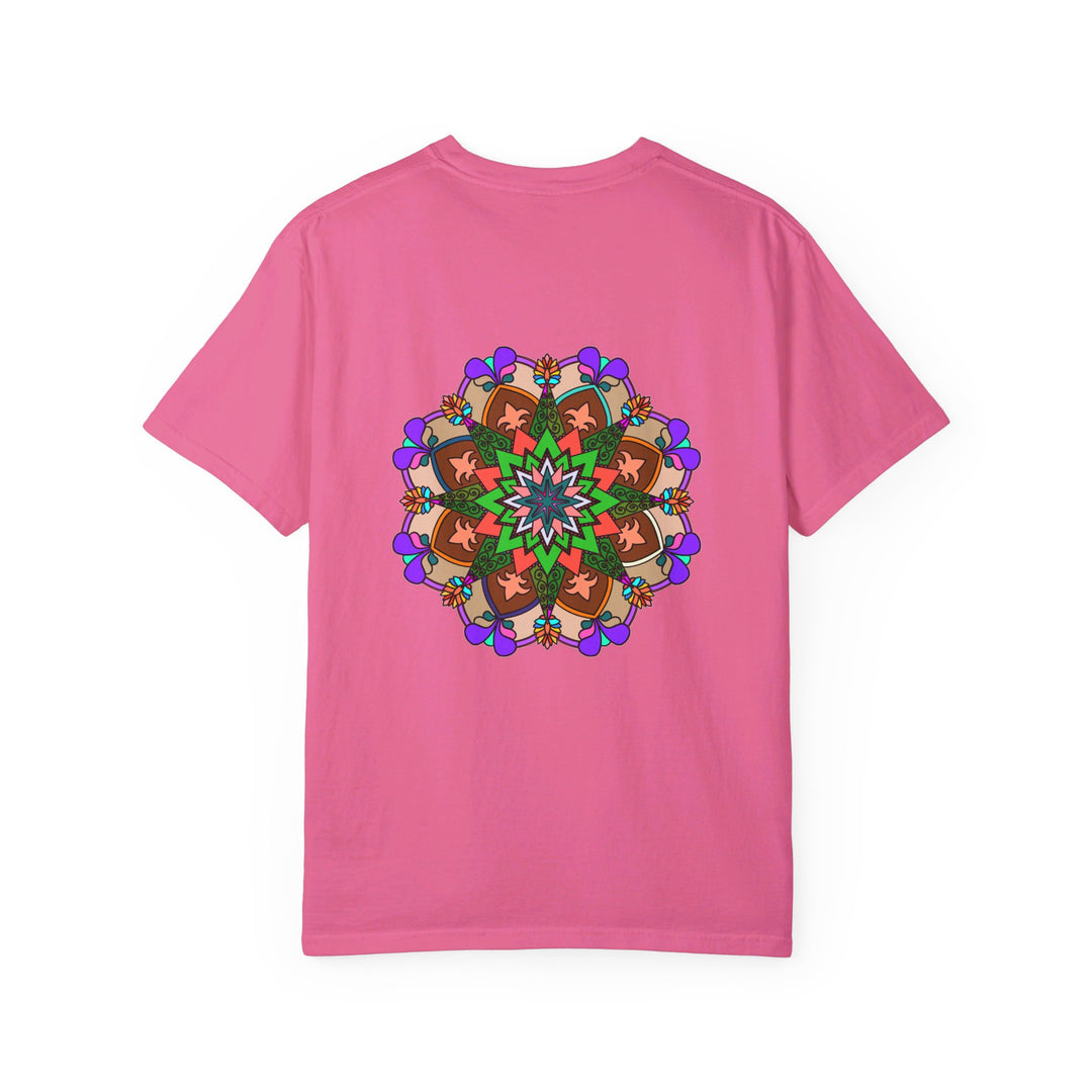 Unisex Mandala T-Shirt showcasing intricate hand-drawn mandala art on 100% ring-spun cotton, garment-dyed for supreme comfort and style