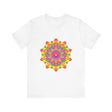 Vibrant Mandala Tee featuring a colorful floral design with intricate patterns and bright, eye-catching hues, perfect for adding a pop of color to any outfit