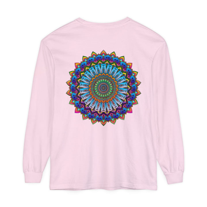 Colorful and intricate mandala design long sleeve t-shirt suitable for both men and women