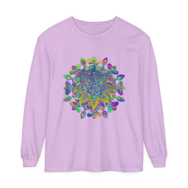 Vibrant and intricate mandala design long sleeve t-shirt for all genders