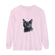 Black Cat Watercolor Mystical Long Sleeve T-Shirt featuring a beautiful, vibrant watercolor design of a mystical black cat on a high-quality long sleeve tee