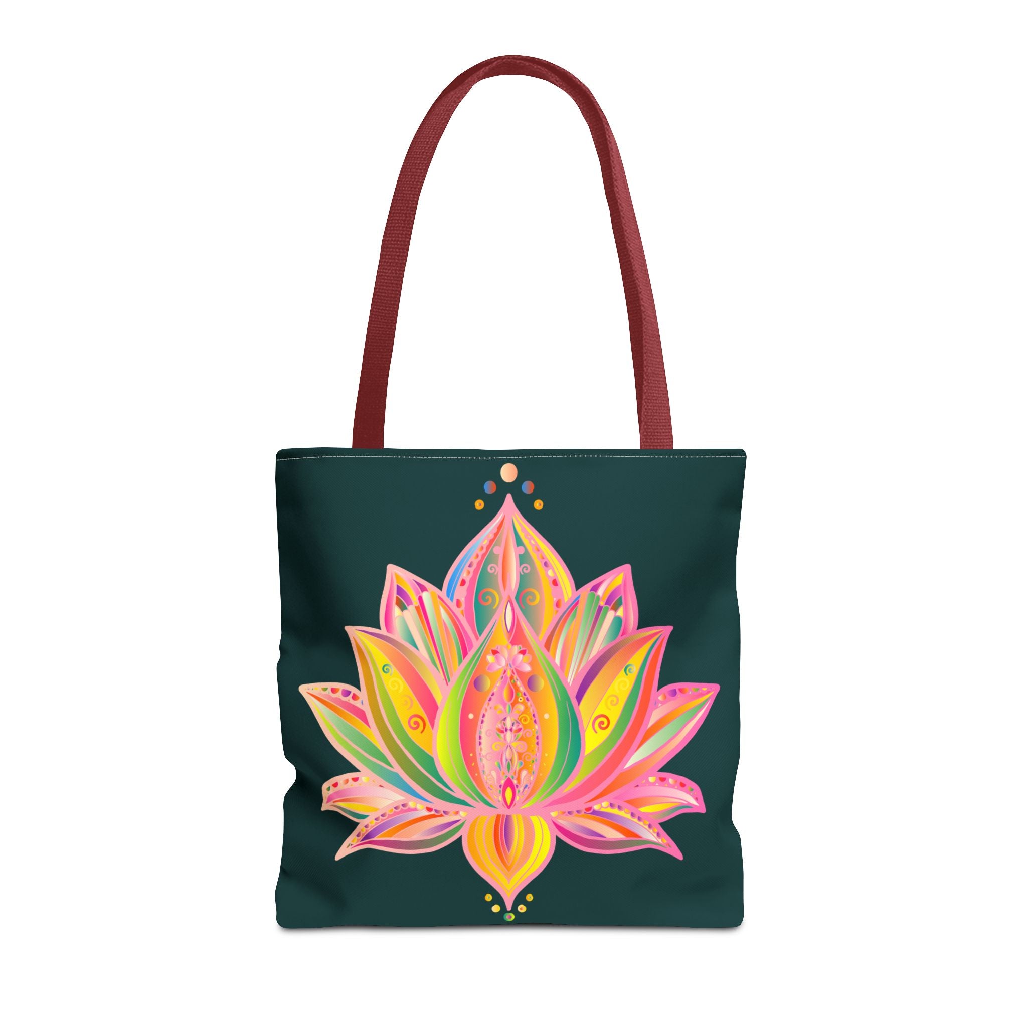 Beautiful and vibrant Mandala Lotus Tote Bag, perfect for carrying your everyday essentials in style