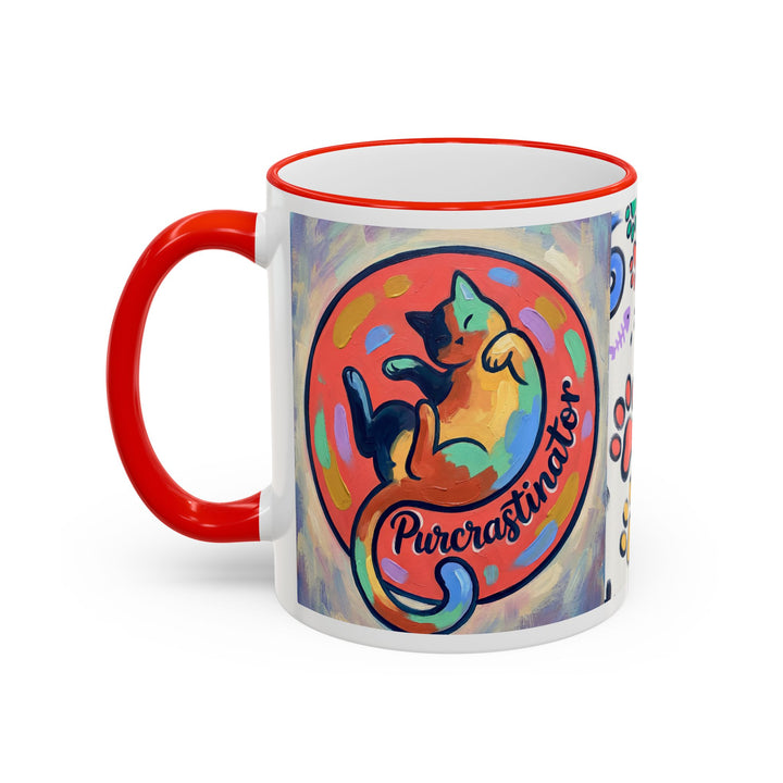Colorful Paw Print Pet Lover Accent Rim Mug (11oz/15oz)