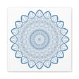 Handmade Mandala Art with intricate steel blue design on matte canvas