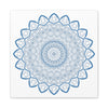 Handmade Mandala Art with intricate steel blue design on matte canvas