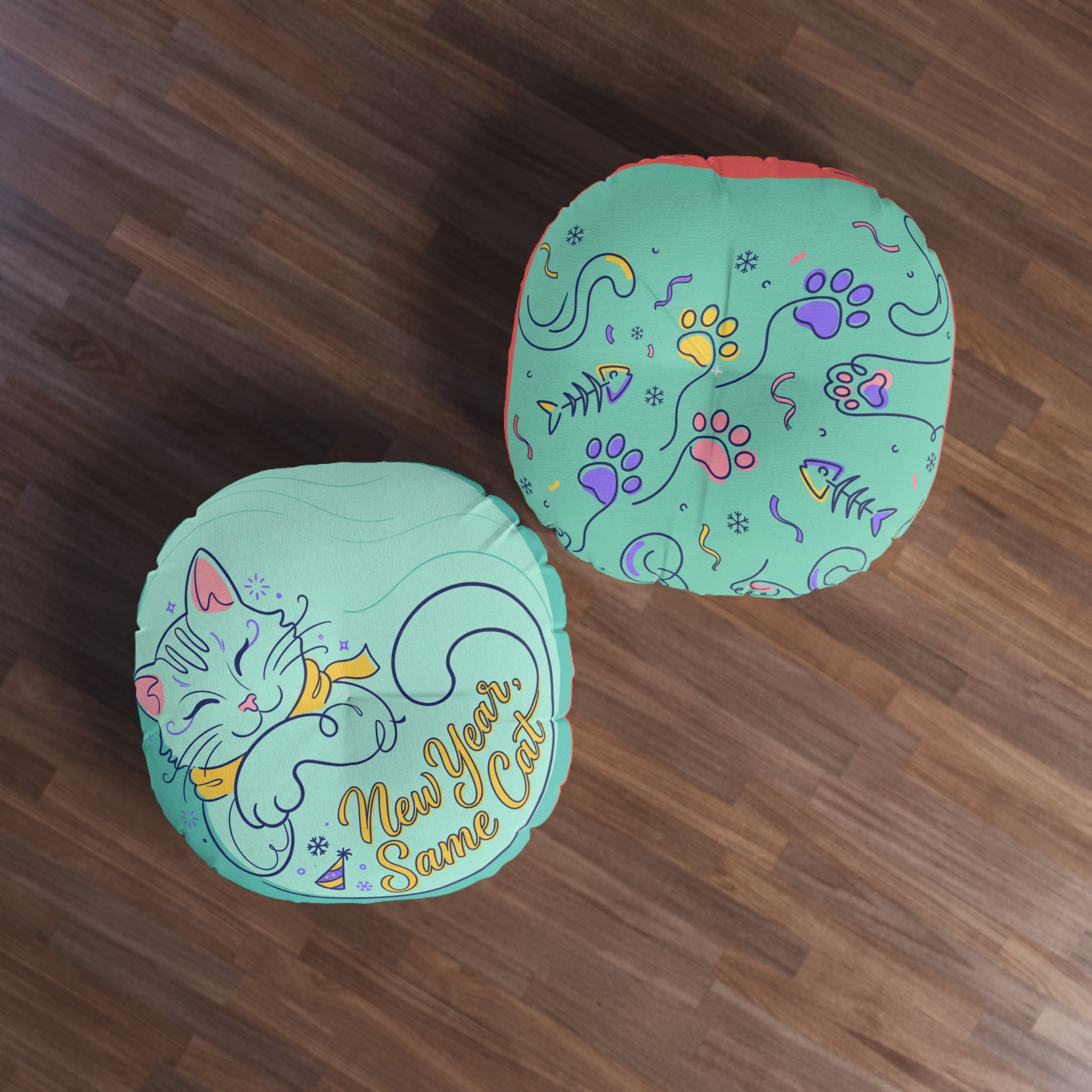 Sunbeam Cat Floor Pillow, Cute Round Tufted Cushion