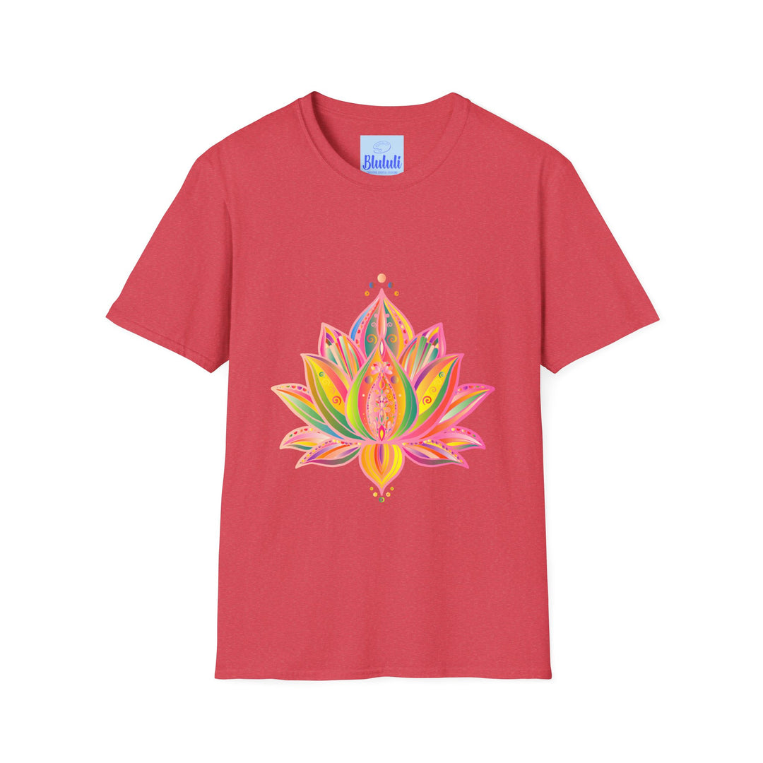 Lotus Mandala Unisex T-Shirt with a hand-drawn unique design by Blululi, perfect for men and women