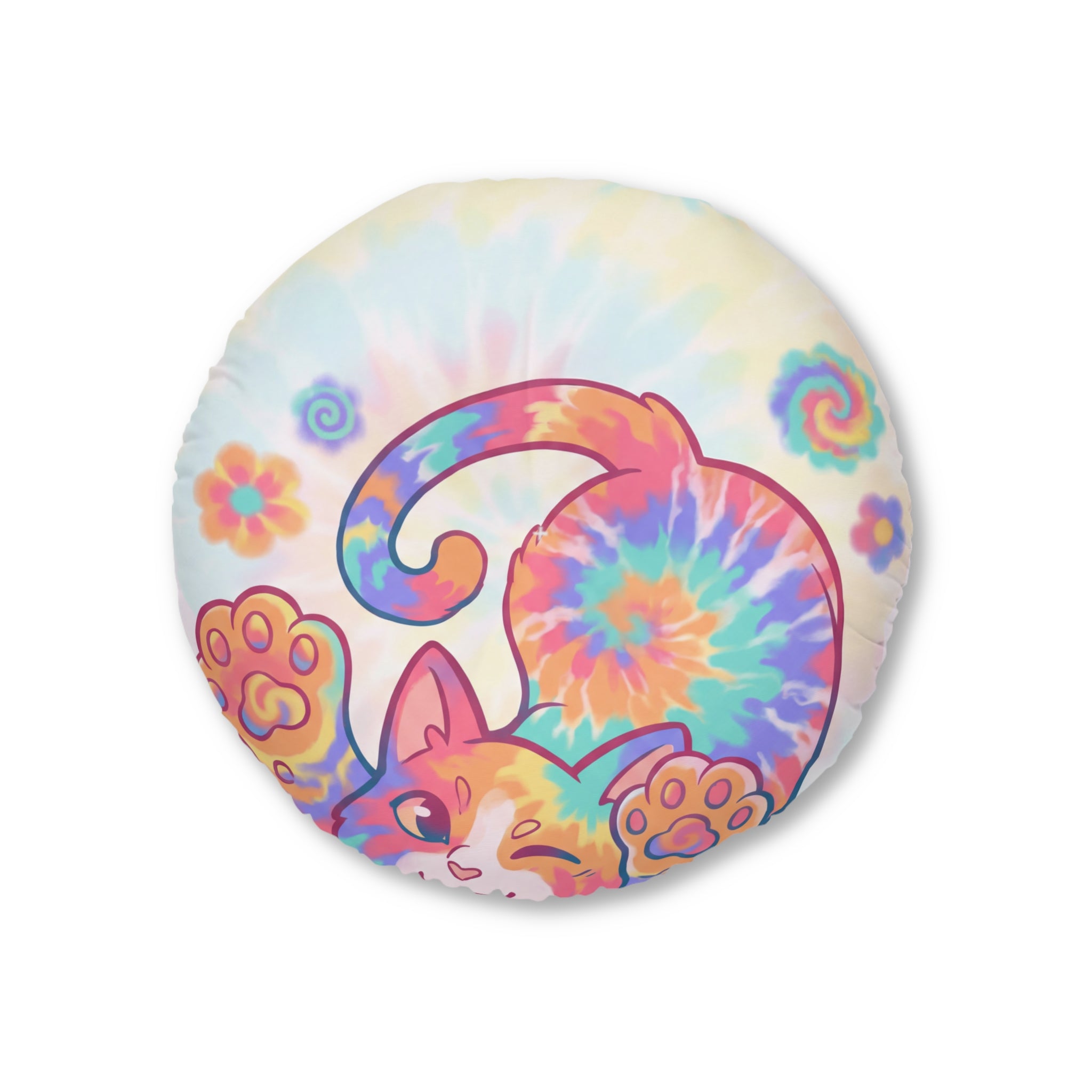 Tie-Dye Playful Cat Floor Pillow