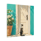 Sunlit Doorway Cat Canvas Wall Art