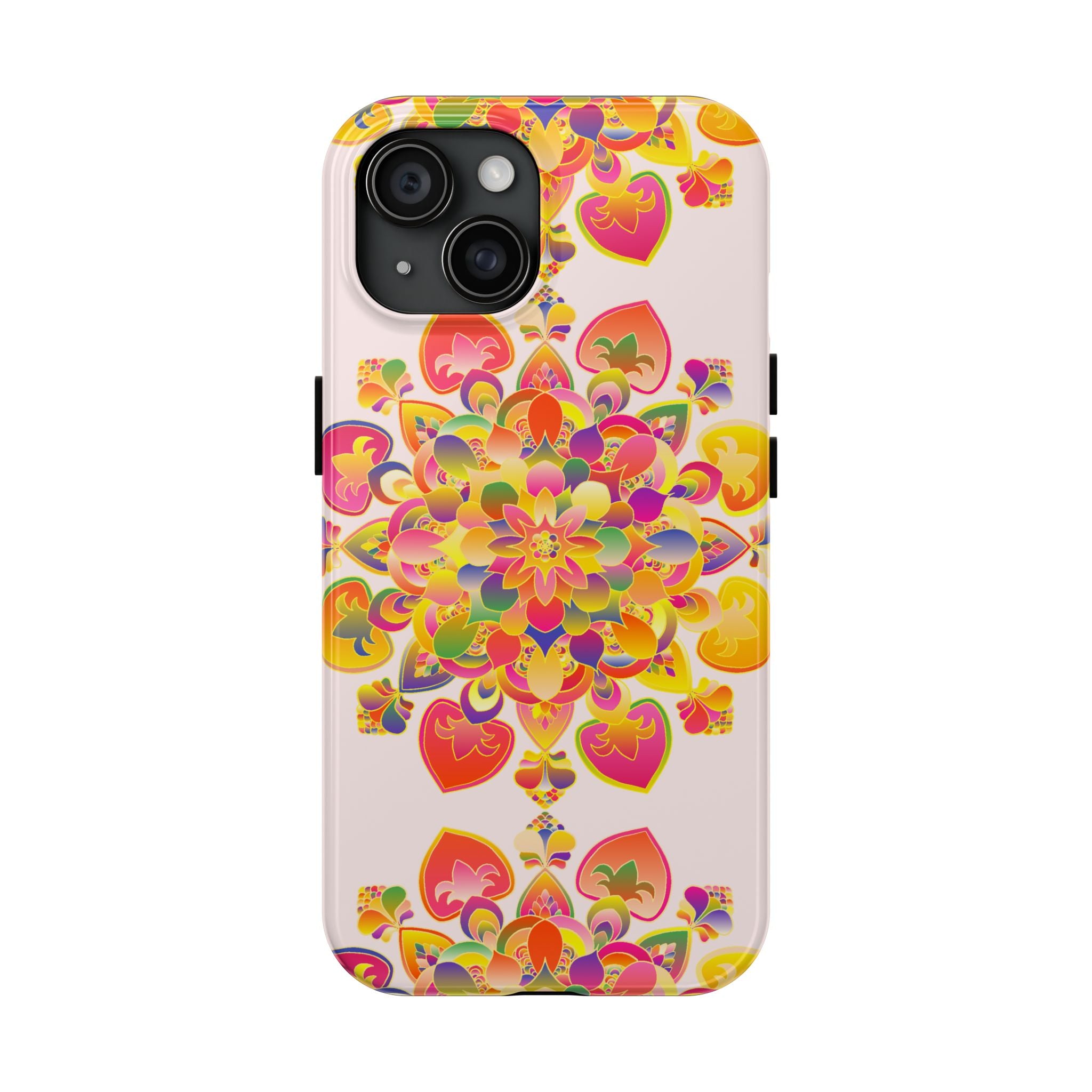 Hand drawn mandala art phone case with intricate floral and geometric designs